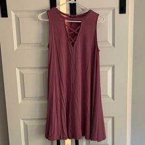 Sleeveless Burgundy Dress with Crisscross Front